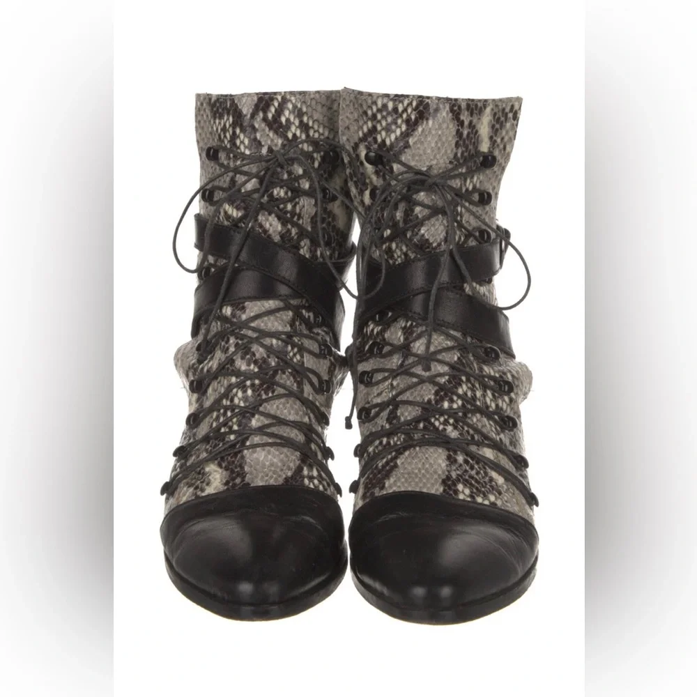 Modern Vice lace up snake print leather ankle boots